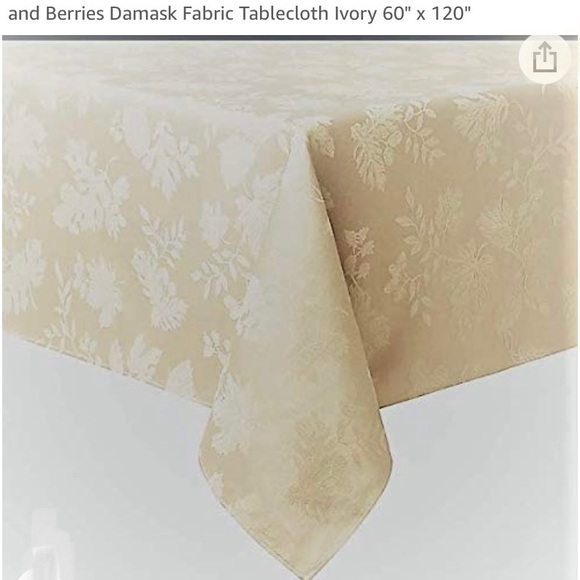 AUTUMN BERRIES IVORY WHITE DAMASK TABLECLOTH AND CHAIR COVER SET - Picture 5 of 10